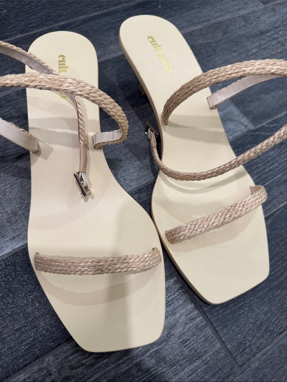 Cult Gaia braided strap sandals in beige